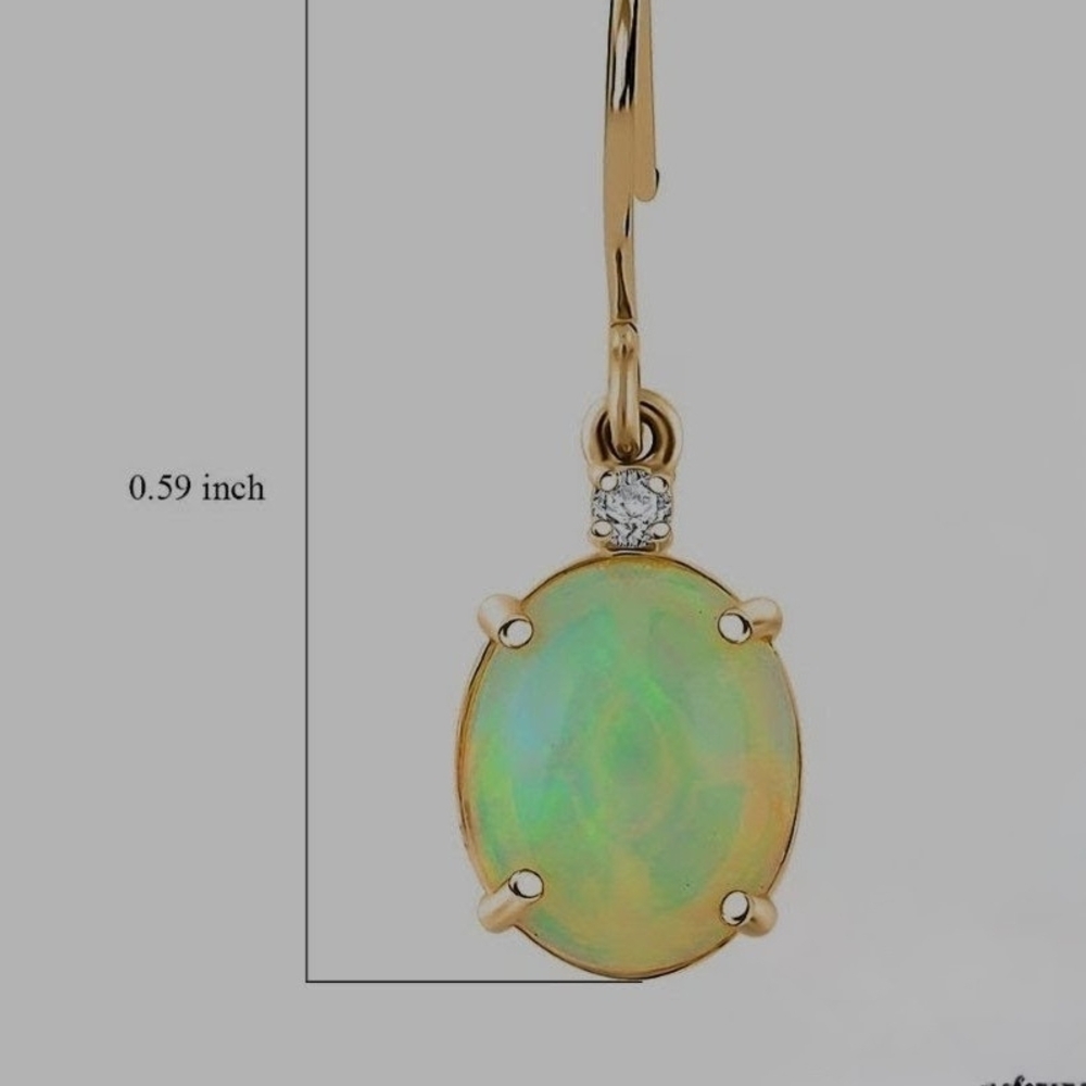 Luxoro AAA Ethiopian Welo Opal and G-H I2 Diamond 3.50 ctw Earrings in 10kt Gold - Picture 2 of 8